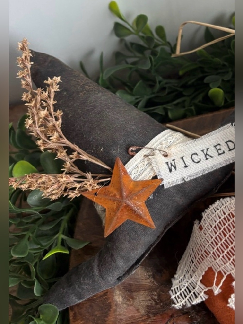 Grunge Wicked Black WitchHat Handmade Accent w/Star NEW ITEM Final Sale - Picture 3 of 4